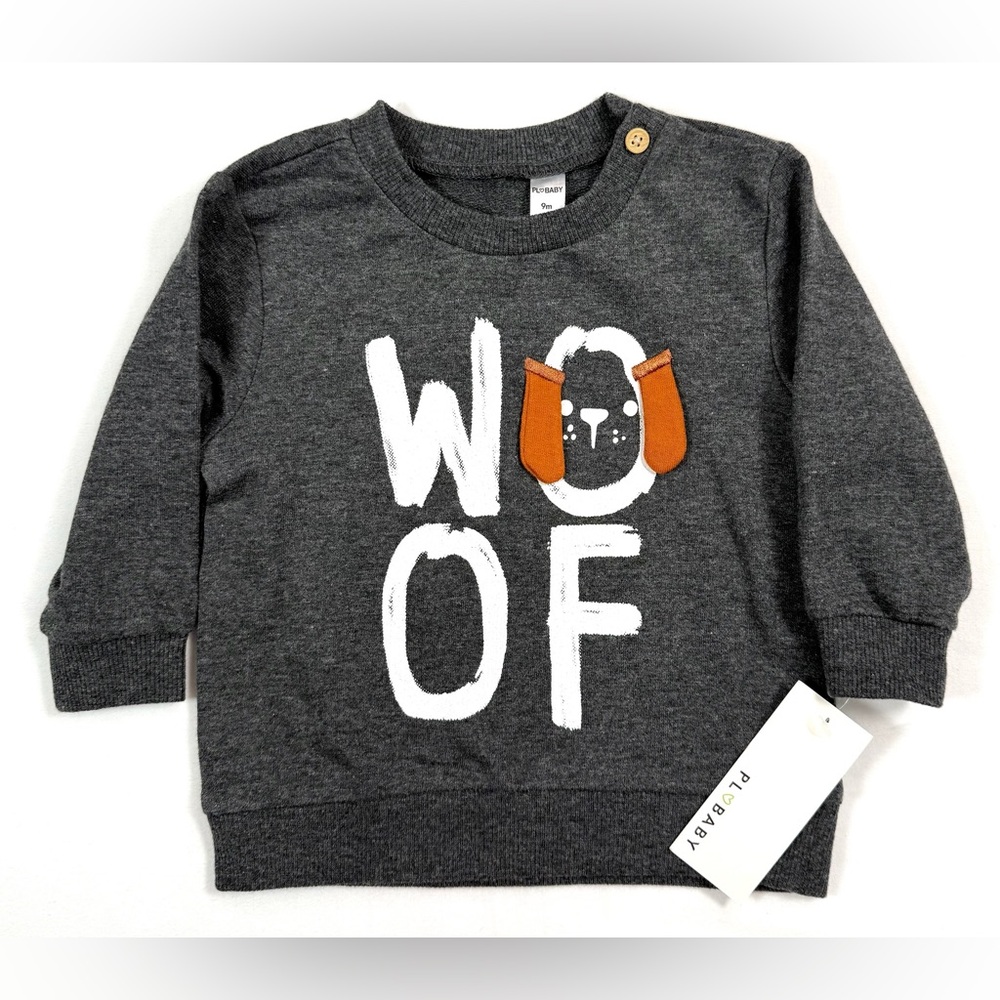 NWT PL BABY BY PETITLEM Baby Boys' Knit Woof Puppy Graphic Sweatshirt‎ Size 9M